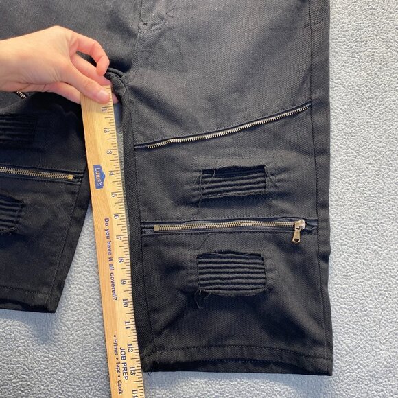 GS-115 Mens Black Rally Twill Distressed Size 16 Denim Shorts,Y2K - Picture 6 of 13